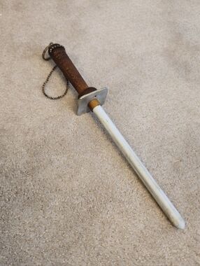 Honing Rod Sharpening Steel Knife Sharpener Wood Ribbed Handle